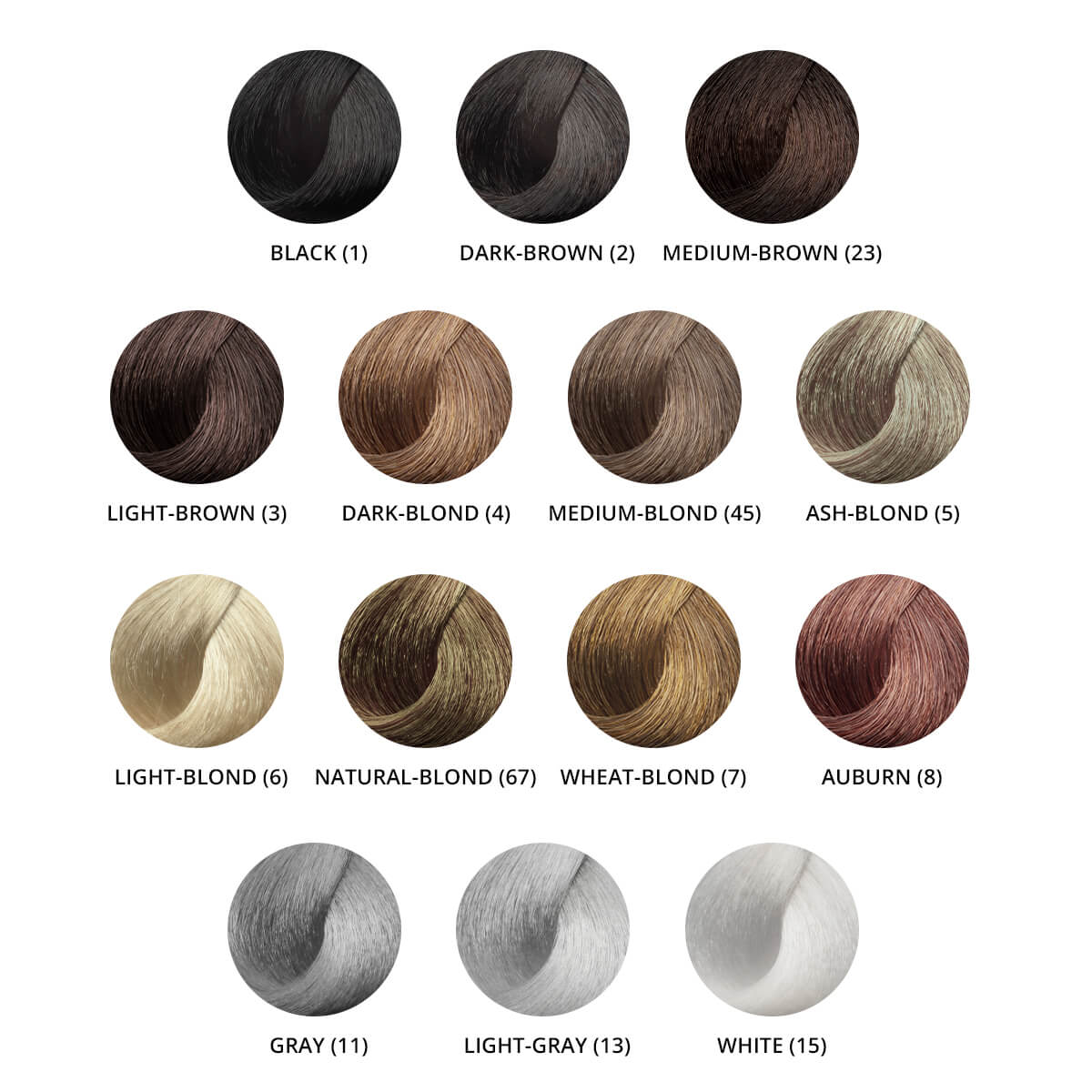 Streuhaare in Blond, Braun und Rot: Unterschiedliche Farben ohne Verblassen